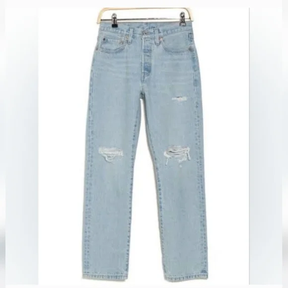 Levi's 501 Ripped High Waist Straight Leg Jeans NWT SZ 27 - Picture 12 of 12